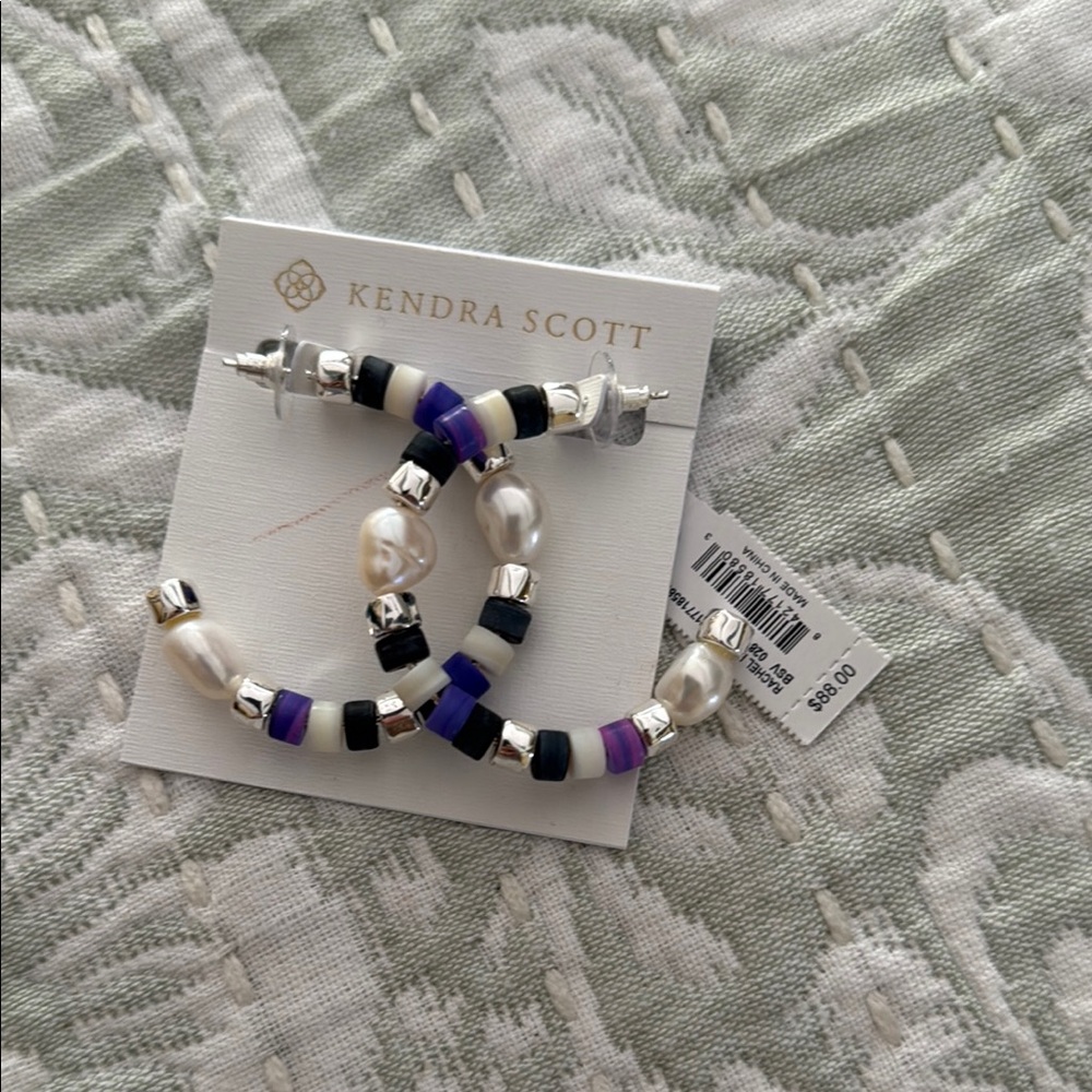 Kendra Scott RACHEL Silver and Purple Hoop Earrings